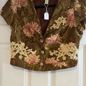 #4….Lithe Vintage-Inspired Floral Lace Women's Blouse